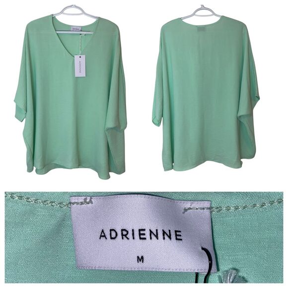 Adrienne Tops - Adrienne NWT Mint Green Oversized Slub Gauze V-Neck Made in USA Blouse‎ Medium